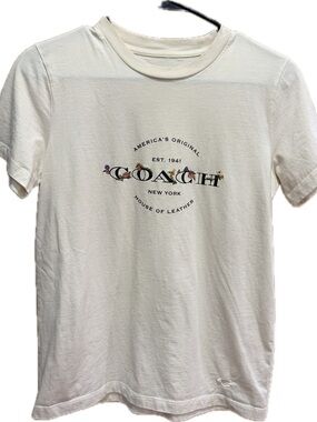 Coach Cream Floral Logo Crewneck Tee XS
